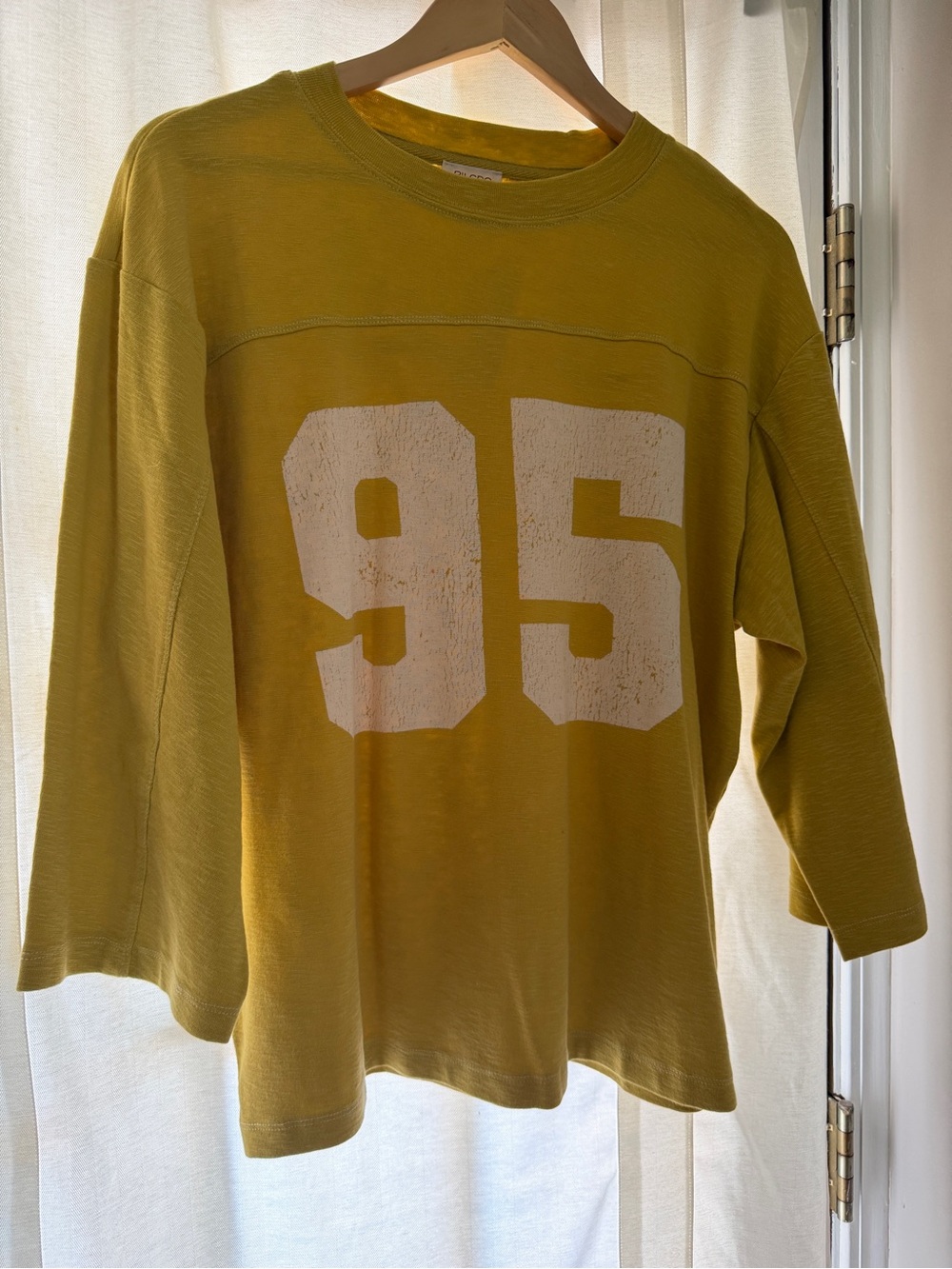 Pilcro ✨ Anthropologie 3/4 Sleeve Varsity Tee in Sun Yellow - Picture 6 of 7